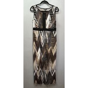 ALYX Sleeveless Sheath Dress‎ Womens Medium Brown Black Midi Geometric